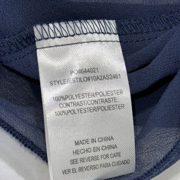 Sleeveless Blue Button-Down Blouse With Layered Hem XL - Picture 2 of 8